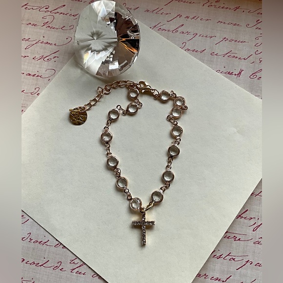 Cross Anklet. Crystal Chain. One of a Kind. Bundle and Save. Ladies Gift Idea. - Picture 5 of 5